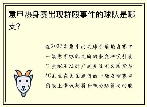 意甲热身赛出现群殴事件的球队是哪支？